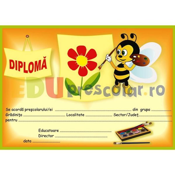 diploma pentru prescolari cu albinuta care picteaza - dpa12