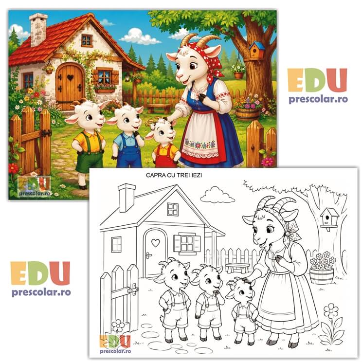 EDIA03-1 Capra cu trei iezi - planșă de colorat