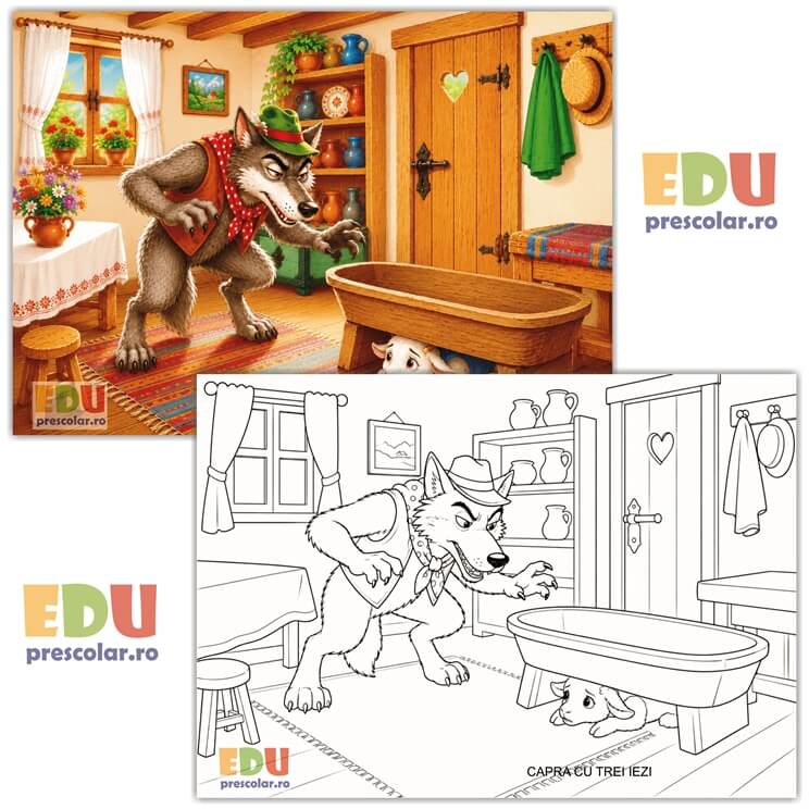 EDIA03-6 Capra cu trei iezi - planșă de colorat